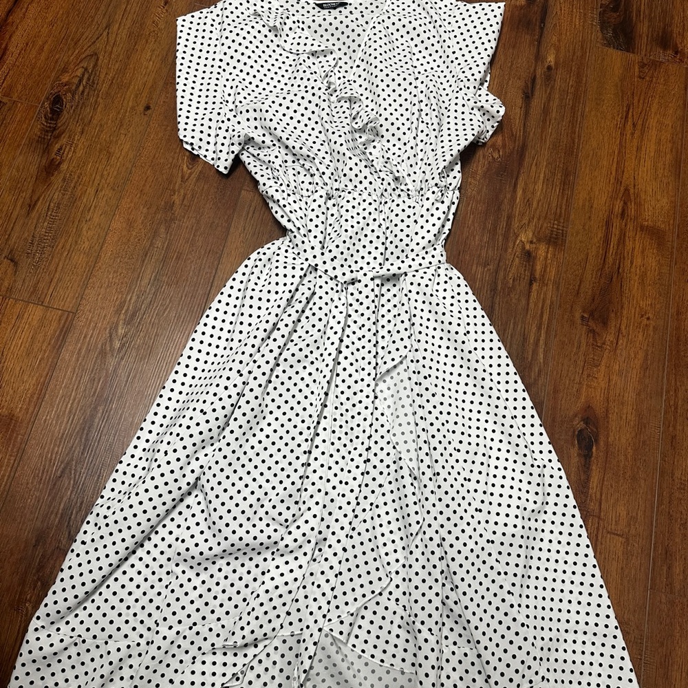 BloomChic Polka Dot Maxi Dress in Black and White